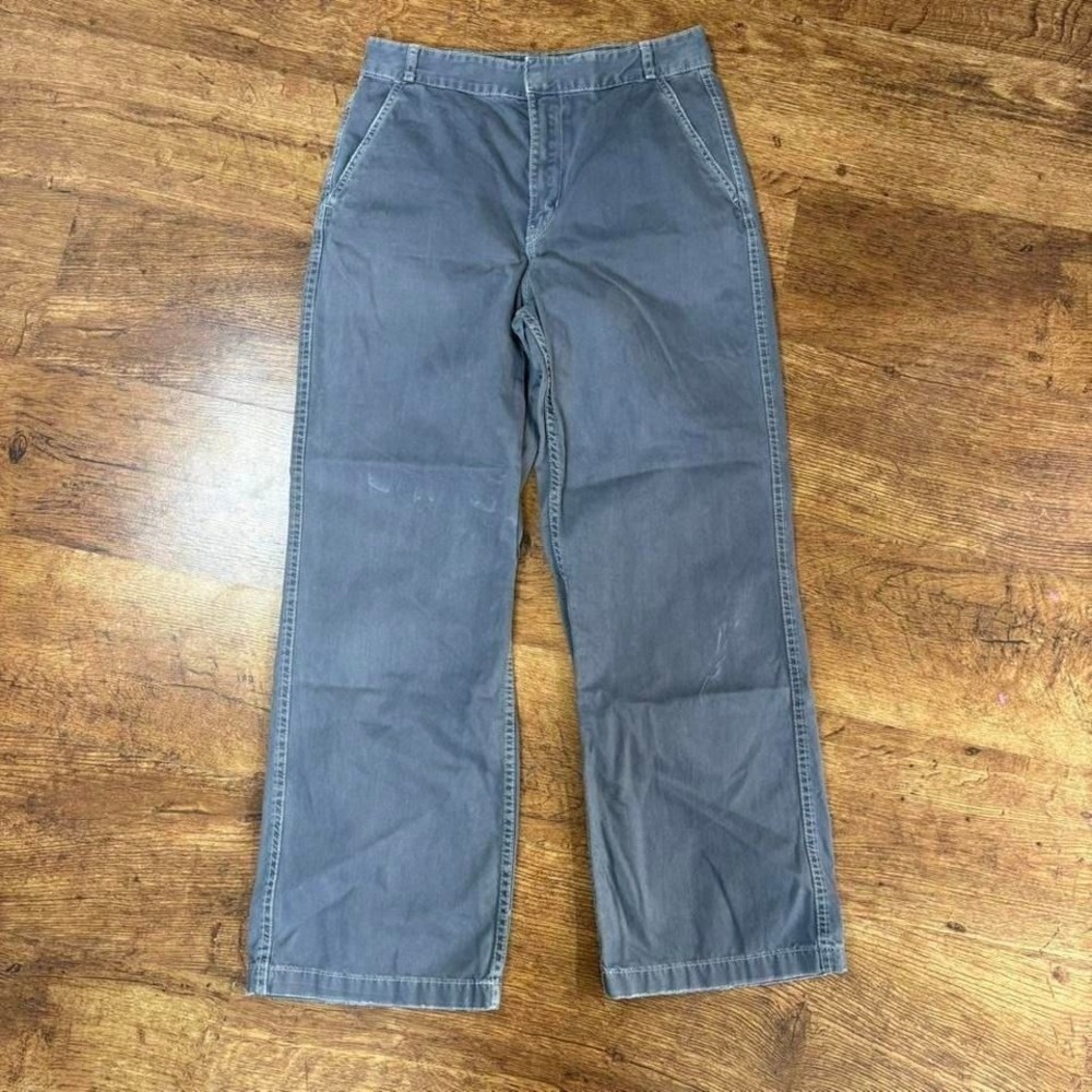 Zara Faded Grey Wide Leg Pants 100 Cotton High Rise Womens Size 4